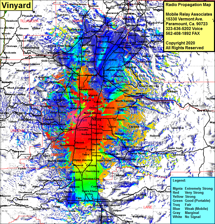 heat map radio coverage Vinyard